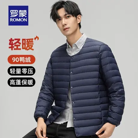 罗蒙男士时尚休闲圆领短款羽绒服2025秋季新款宽松百搭保暖外套男商品大图