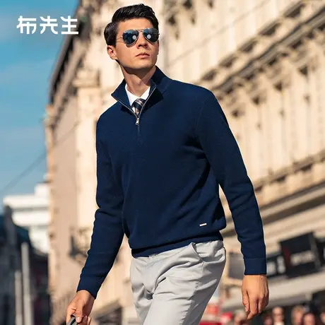 MrBu布先生半高拉链羊毛衫2023秋冬新款商务男士毛衣外穿BT12251商品大图