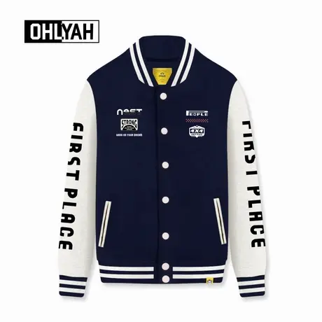 Ohlyah品牌美式机车风棒球服外套男女同款青少年街头潮流卫衣夹克商品大图