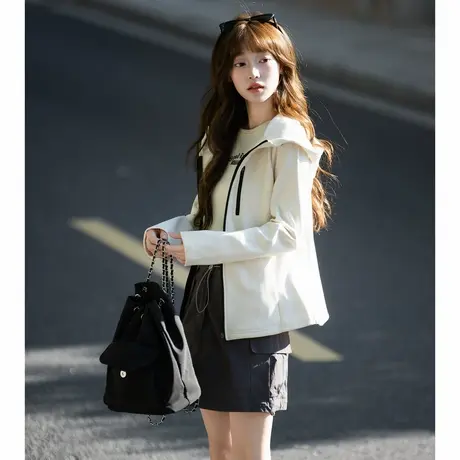 唐狮秋冬女软壳连帽外套女高级感百搭气质减龄休闲女式外套TMTA商品大图