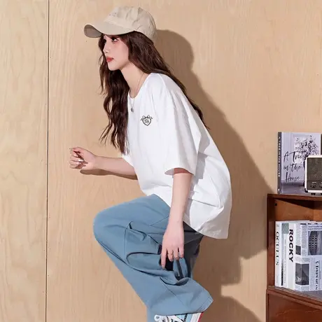 唐狮官方纯棉短袖t恤女2026新款夏大码打底衫半袖白色内搭上衣VC图片