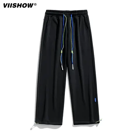 VIISHOW垂感直筒裤子男2023秋冬季新款宽松运动男生休闲百搭长裤商品大图