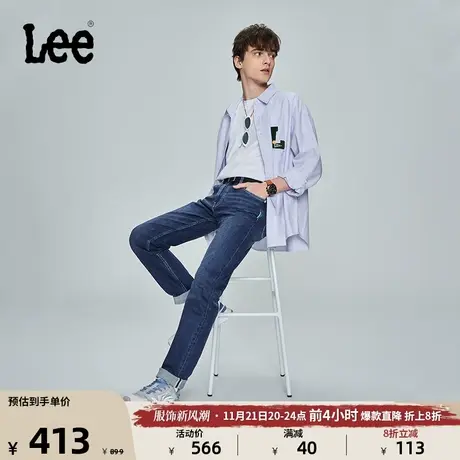 Lee商场同款23新品723修身直脚中蓝男牛仔裤LMB1007233MK-871商品大图
