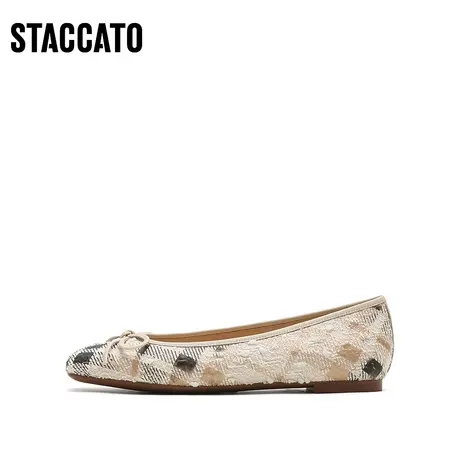 思加图新款小香风英伦蝴蝶结通勤平底单鞋女鞋子9UR13CQ2商品大图