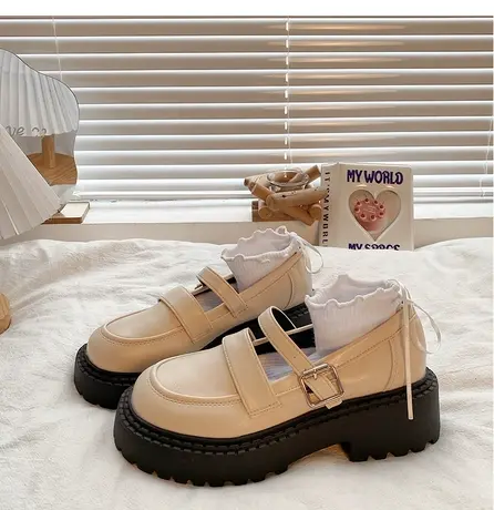 玛丽珍小皮鞋女英伦风2023配裙子厚底增高乐福鞋复古春秋单鞋jk鞋商品大图