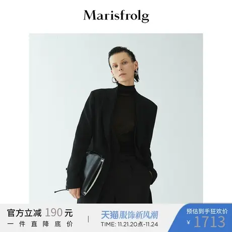 【职场干练系列】玛丝菲尔2022年秋新款醋纤黑色西装外套女小西服图片