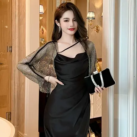 性感镂空小心机百搭时髦开衫披肩辣妹夜店炸街性感长袖短外套女装商品大图