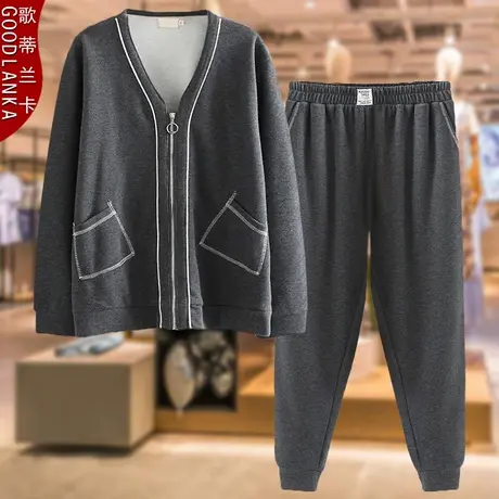 中老年妈妈春秋款休闲套装洋气时尚外套中年大码女装束脚裤两件套商品大图