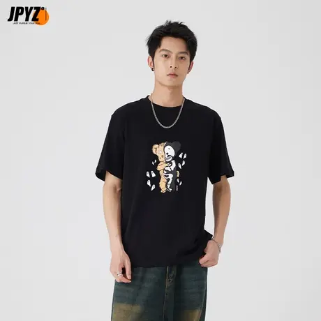 夏季男士短袖t恤个性简约情侣凉感温变印花体恤衫休闲上衣男装潮商品大图