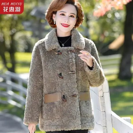 妈妈貂绒棉衣中年女秋冬装洋气加绒加厚棉袄中老年羊羔毛外套棉服图片