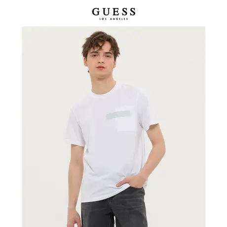 GUESS男士白色简浮雕字母LOGO短袖T恤上衣-MM2K2401K商品大图