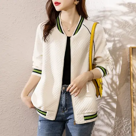 妈妈洋气夹克外套女秋冬季宽松加大码女装休闲百搭减龄棒球服上衣商品大图