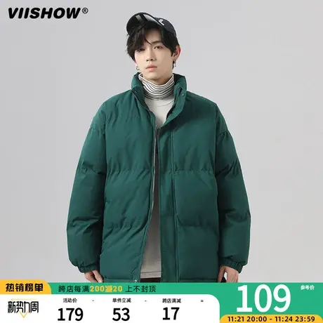 VIISHOW冬季宽松潮牌加厚保暖男生痞帅棉衣面包服衣服美式棉服男商品大图