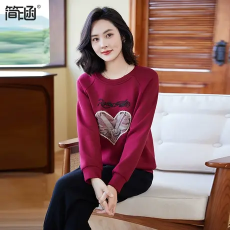 简涵大码女装高端轻奢卫衣上衣胖mm春季显瘦减龄宽松上衣商品大图