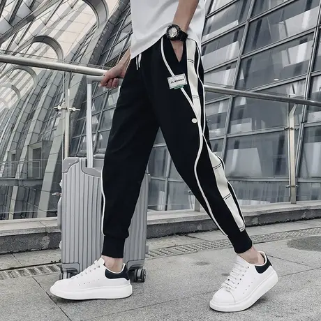 夏季男士休闲裤九分裤哈伦裤裤子宽松潮流青年学生潮牌运动卫裤商品大图