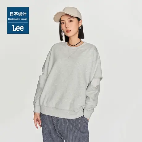 Lee日本设计标准版圆领华夫饼元素设计女长袖卫衣休闲图片