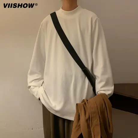 VIISHOW打底衫男士长袖t恤春秋冬新款内搭上衣服中领德半高领卫衣商品大图