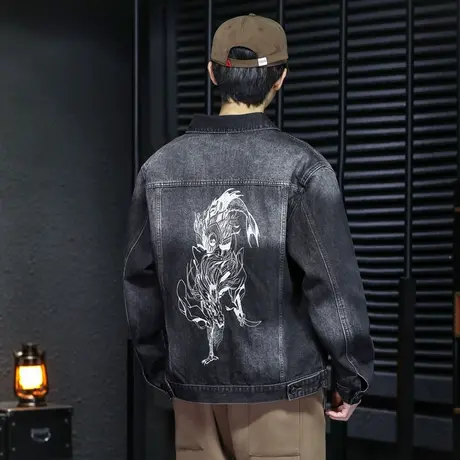 牛仔男外套复古牛仔衣男士休闲百搭春秋季宽松潮流韩版外套休闲图片