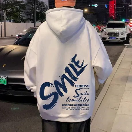 连帽重磅纯棉卫衣男春秋季2023新款潮牌男装上衣vibe情侣美式外套商品大图