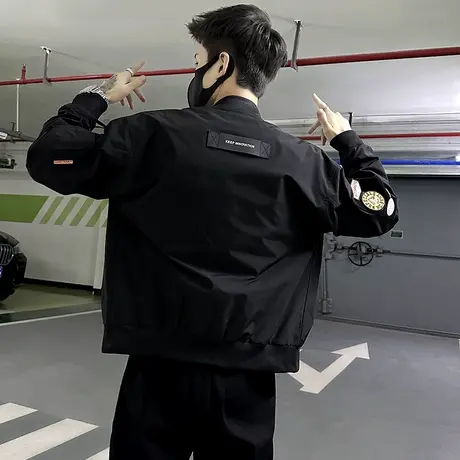 2024春秋季时尚休闲潮牌棒球服工装口袋机车夹克外套INS痞帅上衣商品大图