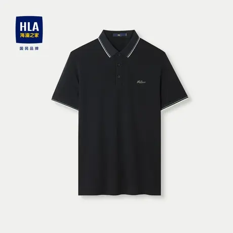 HLA/海澜之家撞色翻领短袖Polo2024春夏新款字母小标透气短袖男商品大图