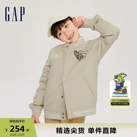 Gap男童春秋LOGO宽松廓形棒球领外套儿童装Varsity校队夹克809559商品大图