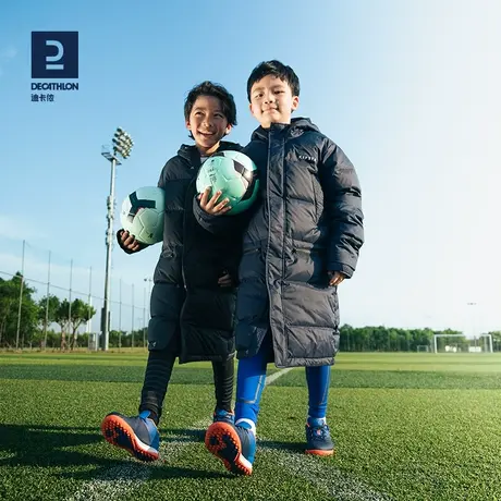 迪卡侬亲子父子长款羽绒服秋冬保暖鸭绒新款连帽加厚外套KIDK图片