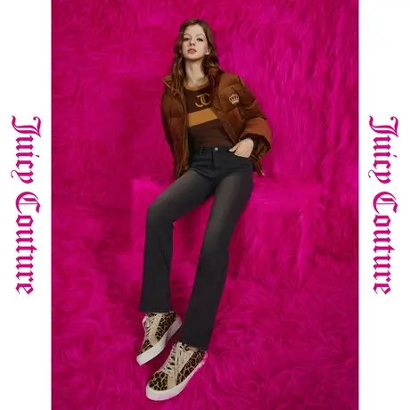 Juicy Couture橘滋秋女女装年新款复古皮牌加绒水洗女牛仔裤商品大图