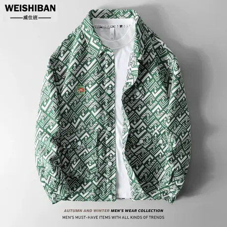 美式高级感提花情侣高街夹克男女国潮色织工艺工装宽松痞帅外套男图片