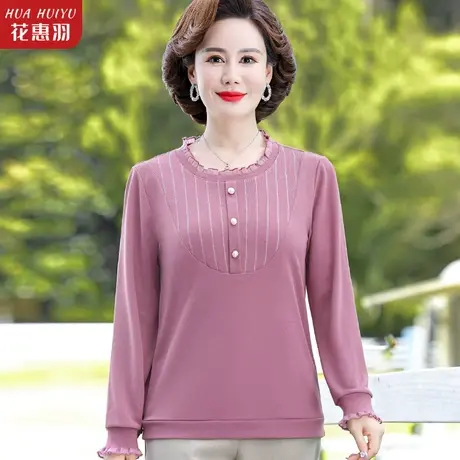 妈妈秋装洋气上衣针织打底小衫中年2023新款中老年女春秋薄款毛衣商品大图