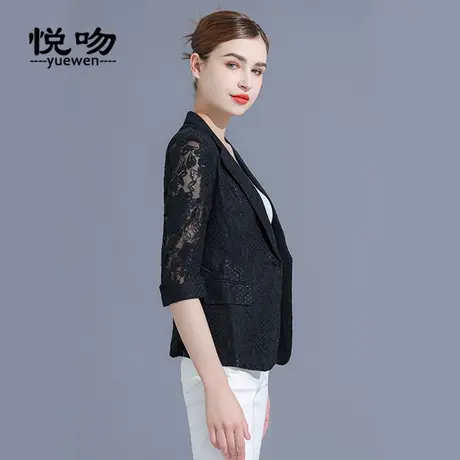 今年流行的蕾丝西装外套女上衣短款小个子夏季薄款时尚真口袋西服图片