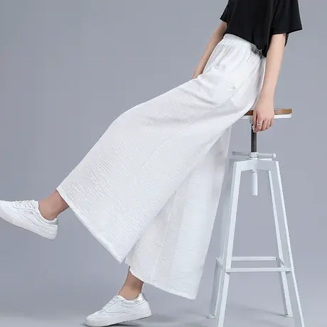 棉麻高腰阔腿裤女2022夏季新款大码宽松时尚休闲裤垂感显瘦直筒裤图片