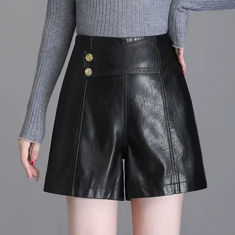 黑色高腰皮裙裤女秋季外穿a字阔腿PU皮裤2023新款靴裤百搭休闲裤商品大图