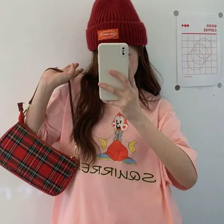 美式复古短袖t恤女2021新款宽松韩版ins半袖设计感小众纯棉上衣服商品大图