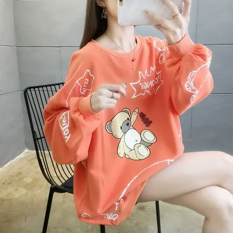早秋ins卫衣女春秋季韩版宽松bf慵懒风中长款薄款小熊上衣外套潮商品大图