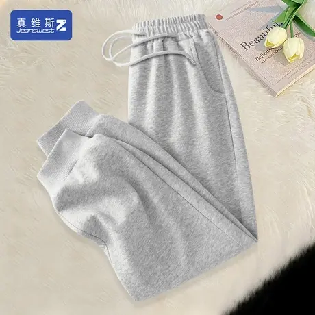 真维斯Z+休闲裤女2024早春新款裤子宽松运动长裤薄款灰色卫裤H商品大图