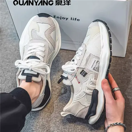 泉洋男鞋春季潮牌百搭学生休闲运动鞋防滑厚底小白老爹潮鞋爆款商品大图
