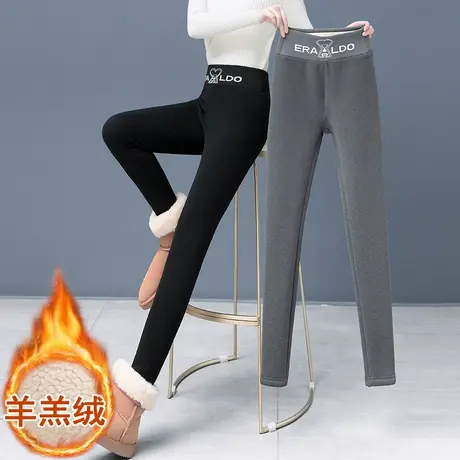 加绒鲨鱼裤女冬季高腰紧身弹力显瘦裤子2023年羊羔绒打底外穿靴裤商品大图
