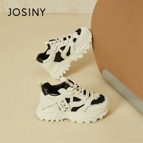 Josiny/卓诗尼运动鞋女款2024新款春季舒适跑步厚底透气老爹鞋商品大图