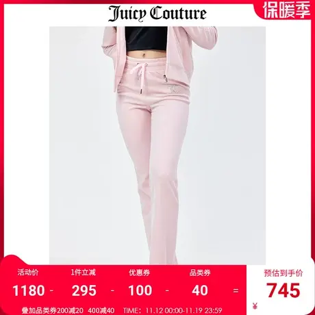 Juicy Couture橘滋休闲裤女秋冬新款美式刺绣宽松直筒天鹅绒长裤商品大图