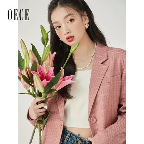 Oece复古设计感西装外套2022秋季新款女装高级感气质西服女神范儿商品大图