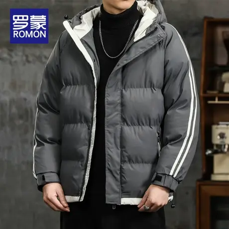 罗蒙男士羽绒棉服2023冬季新款棉袄潮牌短款加厚保暖棉衣连帽外套图片
