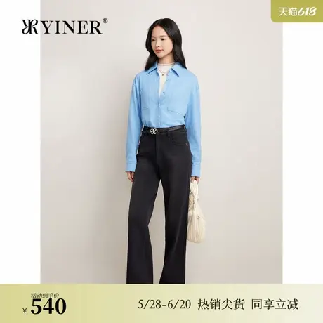 Goodland美地2024冬季新款坑条灯芯绒加绒加厚阔腿牛仔裤图片