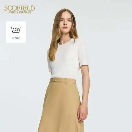 【可水洗】Scofield女装简约圆领短袖肌理感针织衫2025夏季新品商品大图