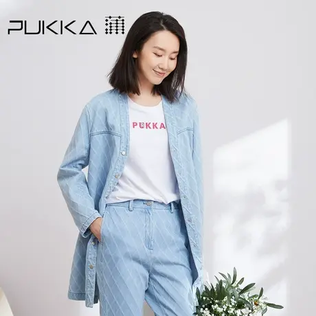 蒲PUKKA 女装中长款外套2023春装新款设计感纯棉上衣女商场同款图片