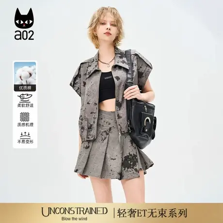 a02【ET自然系列】设计感牛仔马甲女2025新款夏季设计感短袖外套图片