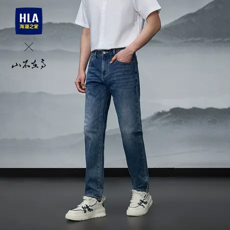 HLA/海澜之家山不在高系列牛仔裤25春夏新五袋款时尚活力直筒裤男商品大图
