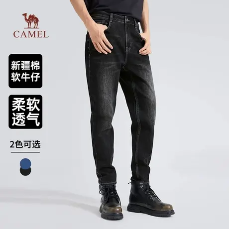 骆驼男装锥形牛仔裤男士2025新款春秋季柔软透气高弹力休闲长裤子商品大图