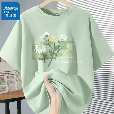 KHV真维斯短袖女t恤夏2025新款遮肚子显瘦今年流行漂亮上衣打底衫商品大图