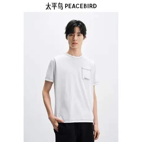 太平鸟男装T恤明线口袋设计BACNE2331图片